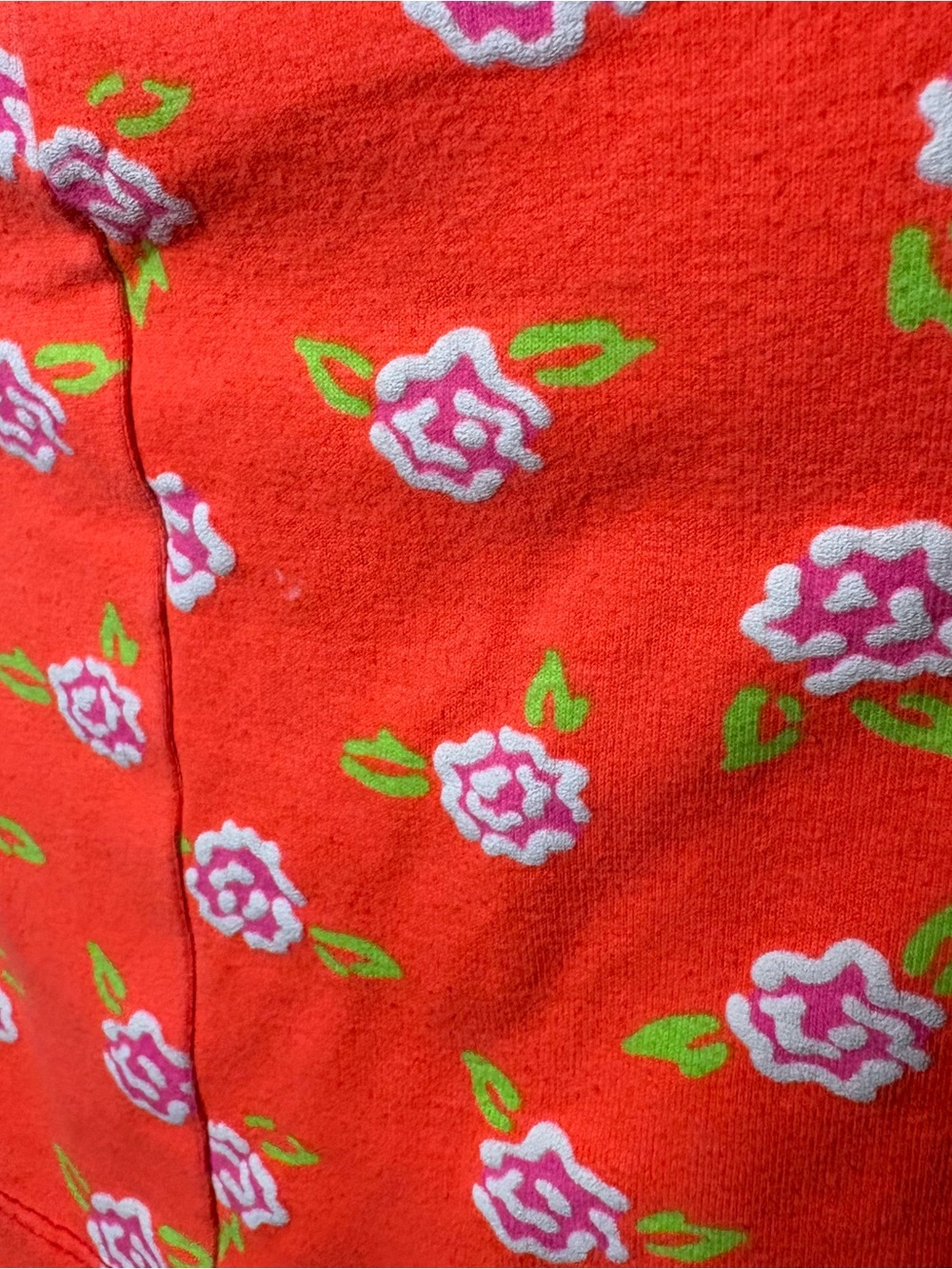 Vintage 80s/90s OP Neon Orange Floral Print Bodycon Mini Skirt - Picture 3 of 5